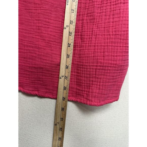 NWT Women’s Popover Gauze Top Tunic SZ XL Pink Long Sleeve Casual 1/4 Button Up - Picture 11 of 15